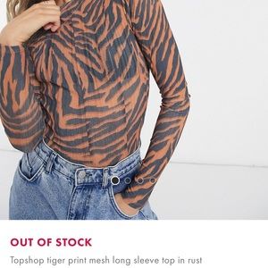 Topshop Tiger Print Mesh Long Sleeve Top